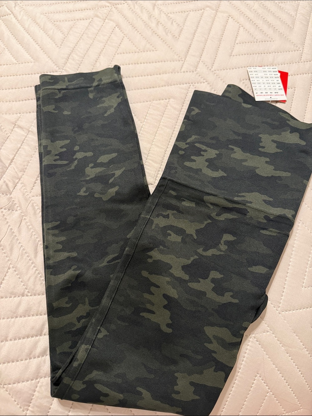 SPANX Olive Green & Black Camo Leggings